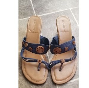 Ann Marino Denim Wedge Sandals Size 9.5 Medium